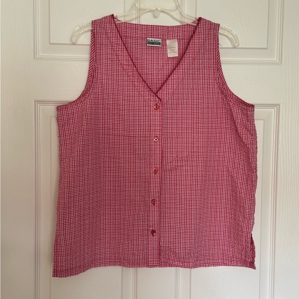 Basic Editions Gingham Tank, Size Xl - image 1